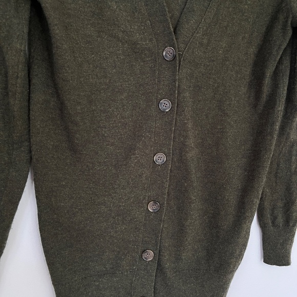 J CREW Olive Green Wool Blend Long Cardigan Size XXS - Picture 3 of 5